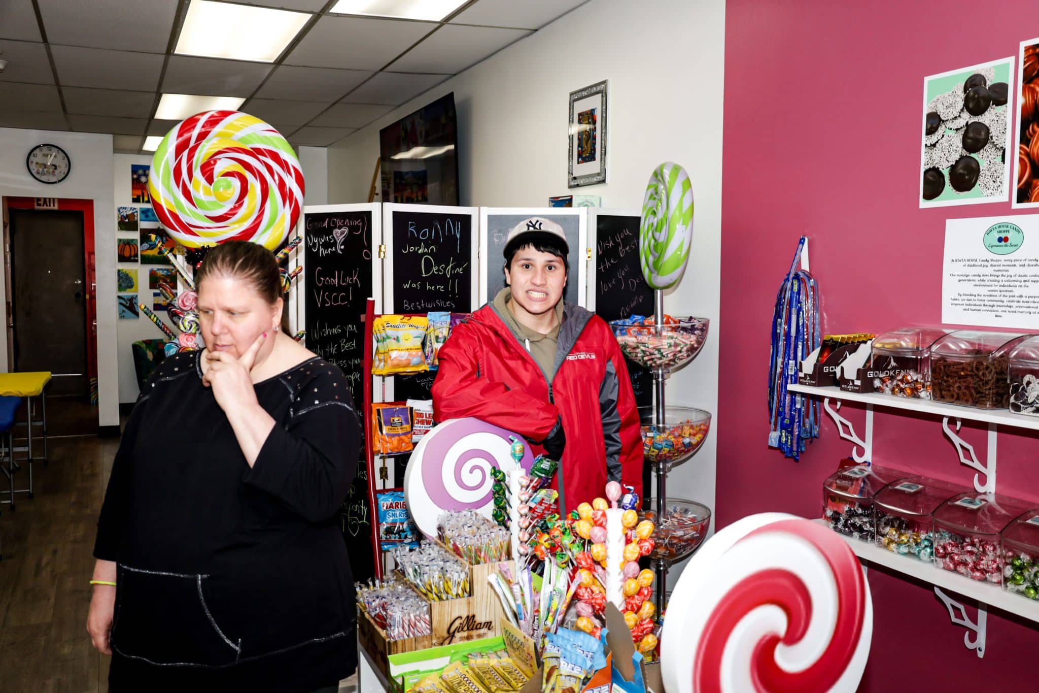 People receiving pre-vocational services working at the IGWTA House Candy Shoppe